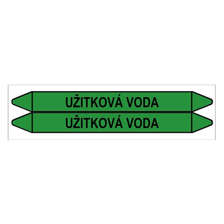 Značení potrubí, užitková voda,2 ks, 450 × 52 mm